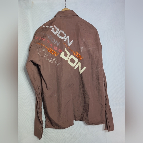 Vintage Don Brown Sz L Graphic Button Down Shirt - Picture 3 of 8